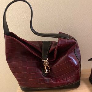 Dooney & Bourke Croco Leather Logo Lock Handbag